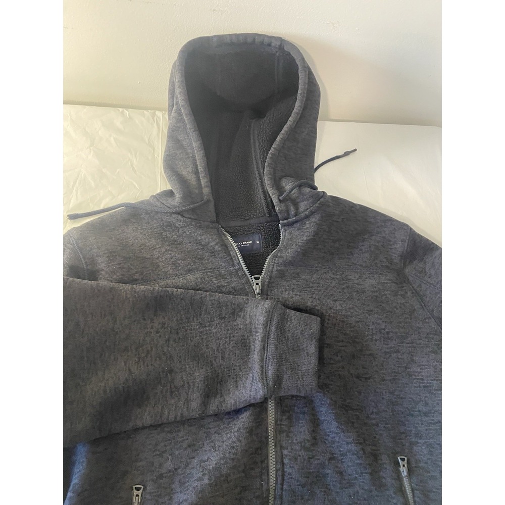 Men's Lucky Brand Full Zip Active‎ Wear Dark Gray Heavy Fleece Hoodie-Size XL